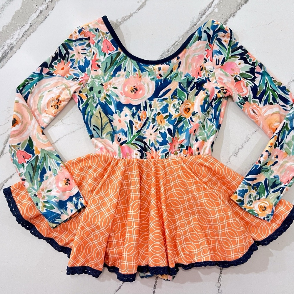 Cheeky Plum Floral and Orange Bodysuit